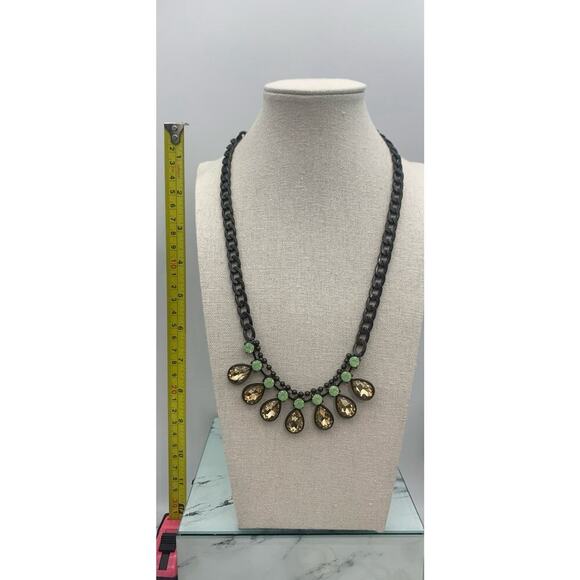 Plunder Jewel Faceted Rhinestone Statement Necklace 22' Festoon Bronze Tone - Picture 4 of 5